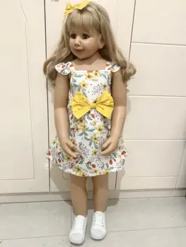 100CM Silicon Vinil Copilul Printesa Blonda Zâmbet Fata Papusa Realiste de 3 Ani Dimensiune Îmbrăcăminte pentru copii Foto Model Dress Up Jucărie