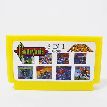 10buc/Lot Super Joc 8 În 1 Carte de Joc cu Mega man 1/2/3/4/5/6 + Castlevania 1/2 8 biți Jocuri transport Gratuit!