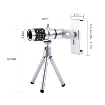 12X Zoom Telefoto Obiectiv Telescop + Mount Kit Trepied Pentru iPhone, Android Telefon Inteligent Universal