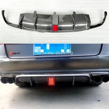 1buc Pentru AUDI A6 S6 RS6 Avant/ Allroad-2018 Fibra de Carbon, Masina din Spate Difuzor Bara Protector Guard Placă de protecție Cu Lumină Led