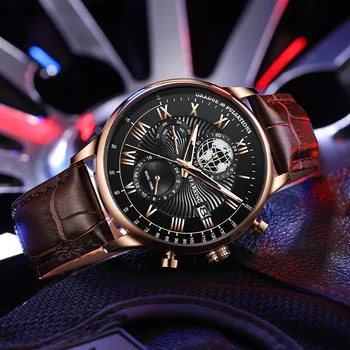 2021 produs nou ceas de moda multifuncțional cu trei ochi luminos cuarț ceas de sex masculin
