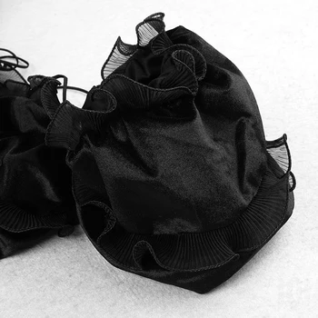 2021 Toamna Catifea Neagra Sexy Hollow Out Ochiurilor Volane Femei Rochie de Petrecere Vintage Puff Maneca Femme rochie Bodycon Mini Vestidos BD2123