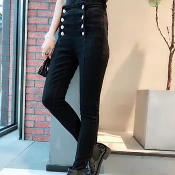 2021 Toamna Noua Femei Negru Stretch Pantaloni De Creion Subțire Stil Coreean Talie Mare Moda Solid Casual Sex Feminin Glezna-Lungime Pantaloni