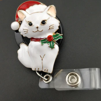 20buc/lot minunat email pisica de craciun de vacanță în stil Retractabil insigna titularul/asistenta id insigna tambur pentru cadou