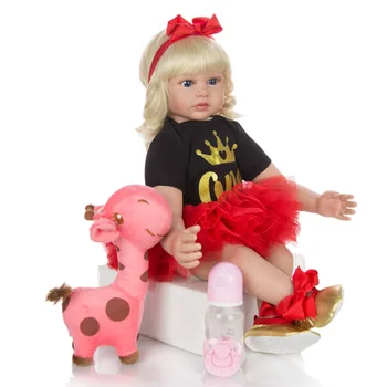 24 inch Printesa Renăscut Baby Dolls Realiste de aur peruca renăscut Copilul Bebe Păpuși Jucărie Copii Cosplay Playmate cadou