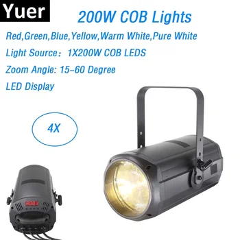 4 bucăți de Aliaj de Aluminiu LED Zoom Par de Înaltă Calitate 200W COB LED Par Lumini DMX Etapă de Spălare Efect de Iluminare Lumini Dj Control DMX512