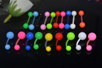 500pcs Corp Bijuterii Piercing Frumos de Culoare Solidă Buric Belly Button Inel în Limba Haltere UV Flexibile Cadou Piercing 14G~1.6 mm