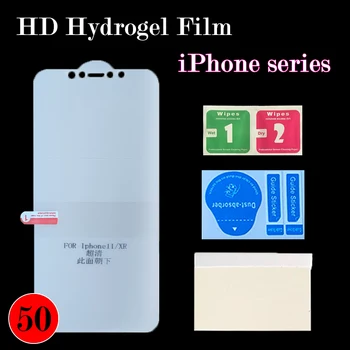 50Pcs Poziționare Autocolant Hidrogel Film pentru iPhone X/XS XR 11 11Pro 11Pro Max 12 Mini 12/12Pro 12Pro Max Folie de Protectie Ecran