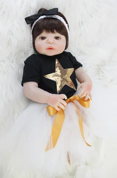 55cm Plin de Silicon Corpul Renăscut Baby Doll Jucării Realist 22inch Nou-nascut Bebe Printesa Copilul Fata Papusa Impermeabil Corpul Baie Jucărie