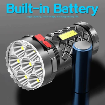 7 LED-uri+Partea COB Lumina LED-uri Lanterna Cu 5 Moduri de rezistent la apa Lanterna USB Reîncărcabilă Lanterne cu Built-in Baterie Cablu USB