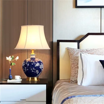 86LIGHT Alamă Lămpi de Masă Ceramic Albastru Lumina de Birou de Lux Modern Material Decorativ pentru Casa Living Sufragerie Dormitor