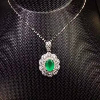 925 de argint încrustat cu naturale de smarald smarald colier pandantiv pietre Prețioase cadou de Ziua de nastere pentru cina