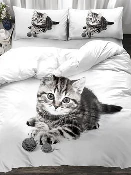 Animale 3d pisica drăguț personalizate set de lenjerie de pat pisoi capac plapuma fata de perna 3pcs twin designer designer de lenjerie de pat de lux