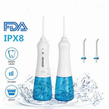 Apa ața dentară Profesională fără Fir Dentar Irigator Oral - 300ML Portabil si Reincarcabil rezistent la apa IPX7 3 Moduri