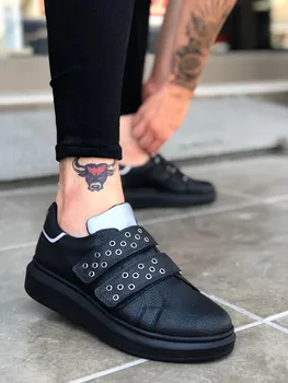 BA0136 Boa Reflektörlü Negru Velcro Fund Gros Pantofi pentru Bărbați