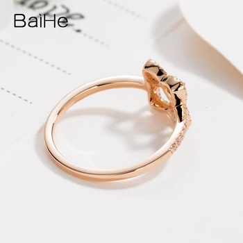 BAIHE Solid 14K Aur a Crescut 0.22 ct Certificate H/SI taiate Rotund Autentice Diamante Naturale de Nunta pentru Femei la Modă de Bijuterii Fine Inel