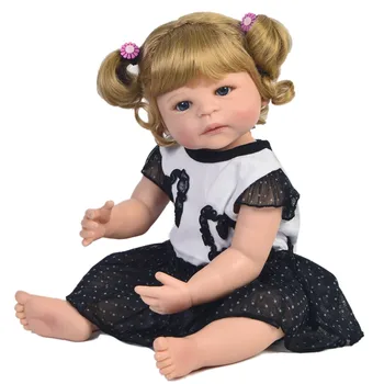 Bebe papusa parul Cret fata 55cm plin de silicon vinil corp renăscut baby dolls real copilul Nou-născut Prințesă păpuși jucarii pentru copii de bi