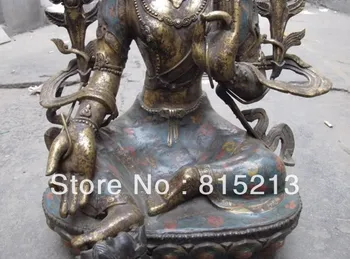 Bi00266 26 Tibet clasic Bronz Cupru cloisonne Verde TaRa Bodhisattva Guan Yin Statuie