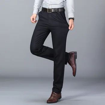Bumbac Pantaloni De Iarnă Pentru Bărbați Porțiune Dreaptă Clasic Bază De Agrement Casual Pant Negru Kaki Pantaloni Formale Pentru Bărbați Îmbrăcăminte