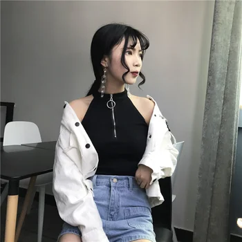 Bumbac pentru Femei de Moda T-shirt cu Maneci Scurte coreean Studenta Sexy Culturilor Topuri Casual Tricouri Fete de Epocă Doamnelor Tricouri Streetwear