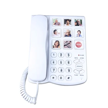 Buton mare cu Fir de Telefon cu Difuzor pentru Seniori în Vârstă, Amplificat de Un singur Buton Touch Imagine Telefon Fix pentru Bătrâni