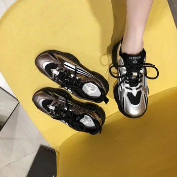 Casual, Plasă de Pantofi pentru Femei Platforma Adidași ochiurilor de Plasă de Brand de Moda Doamnelor Indesata încălțăminte Fund Gros Tata Adidași Respirabil Negru
