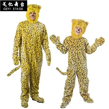 Copii Adulți Animale Sălbatice Leopard ghepard Costum pentru Baieti Barbati Fantezie Salopeta Disfraz de Halloween Petrecere de Carnaval Costume