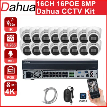 Dahua 16CH CCTV Kit de 8MP 4K NVR NVR4216-16P-4KS2 16POE Port Două Mod de a Vorbi IPC-HDW2831T-CA-S2 Microfon Built-in APP de vedere la Distanță