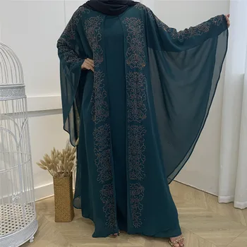 De Vânzare fierbinte Femei Șifon Maneci Liliac Musulman Halat de Mijloc Estul Turciei Abaya jilbab-ul Rochie Caftan 2021 Rugăciune Musulmană Costum