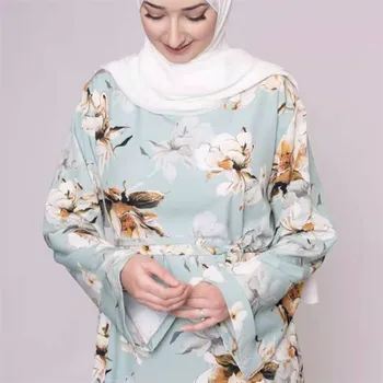 Femei Florale Imprimare Rochie Lunga Musulman Abaya Orientul Mijlociu Arab Islamic Turcia Maxi Halat De Ramadan Eid Dubai Caftan Marocan De Moda