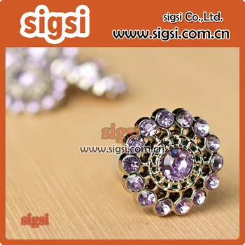 Floare violet stil de cristal de culoare acrilic rhinestone butonul pentru garnitura
