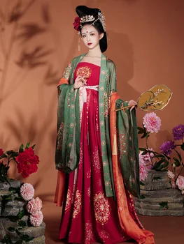 Hanfu Rochie de Vara Femei Subțire Myrobalan Fusta Larga cu Maneci Curge Zână Fusta Stil Chinezesc Vechi Costum de Dans Îmbrăcăminte