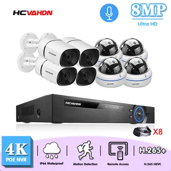 HCVAHDN 16CH 8MP POE NVR Sistem de Securitate Kit Exterior 8MP rezistent la apa Camera P2P IP HDD CCTV Audio-Video camere de Supraveghere