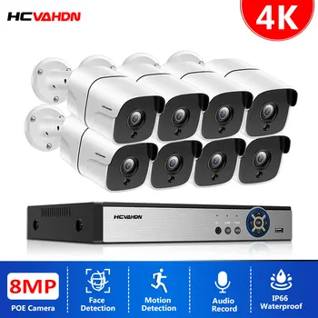 HCVAHDN H. 265 4K POE NVR Audio Sistem CCTV 8MP poe Camere IP de Exterior Watherproof Video de Supraveghere a Sistemului de Securitate Stabilit