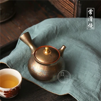 Japonia importă face de multe ori temmoku glazura alunecare de ardere celebru zhao dragon jinding partea ceainic manual durează o singură oală