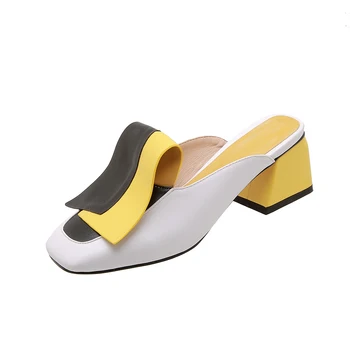 Lasyarrow 2019 noi sandale femei pătrat pantofi cu toc sandale culori amestecate pantofi de vara pentru femei catâri pantofi mărimea 32-45 J915
