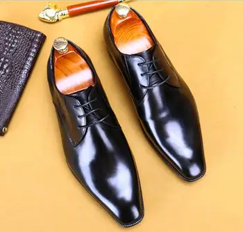 Manual de Înaltă Calitate Mens Oxfords de Afaceri Rochie Pantofi din Piele Britishi Epocă a subliniat toe Pantofi pentru Bărbați