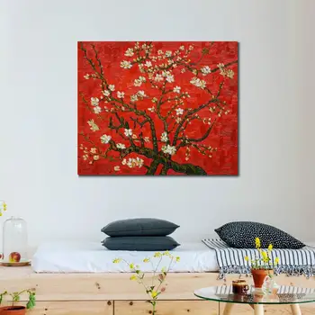 Manual pictura in ulei reproducere Vincent Van Gogh Ramuri De migdal În Floare în Roșu Living decorul camerei