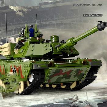 MOC WW2 Tanc M1A2 Leopard 2 Model Cărămizi cu Cifre Creative Joc de Război Vehicul Blocuri Jucarii pentru Copii Cadouri