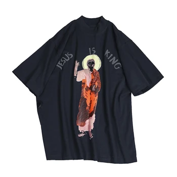 Moda de vară pentru bărbați T-shirt 1:1 Kanye West High Street brand CPFM Isus este regele hip-hop liber supradimensionat din bumbac cu maneci scurte