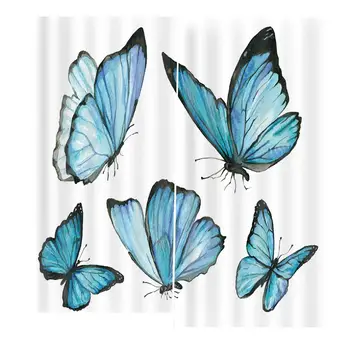 Moden gros fluture Albastru Opace 3D Perdele Pentru camera de zi dormitor Interior Perdele Fereastră （stânga și dreapta)