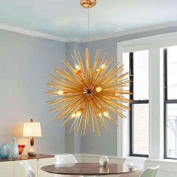 Moderne de papadie de Aur de metal de păianjen pandantiv lumina cu bile din oțel inoxidabil geometrie sferică living bucatarie perdeaua de lumină