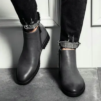 Modă Bărbați Formală A Subliniat Toe Glezna Cizme Casual Barbati Din Piele Cu Fermoar Cizme De Iarnă Pantofi Pentru Bărbați Ghete De Pantofi Oxford Pantofi 752