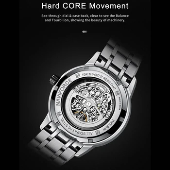 NAVIFORCE Bărbați de Lux, Complet din Oțel Inoxidabil Ceasuri Automat Mechanical Ceas de mână Moda Sport Impermeabil Ceas Reloj Hombre