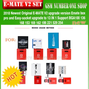 Newset E-MATE V2 cutie Emate box pro upgrade la 13 ÎN 1 Suport Bga 153,169,162,221,529,100,136,254 pentru ufi ,riff ,easyj-tag
