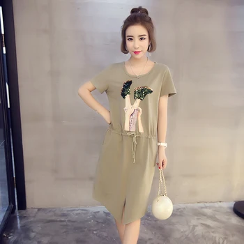 Noi Vara coreean 2021 Bumbac Femei Sequin Rochie Elegantă Petrecere de Primăvară Plus Dimensiune Rochii 6xl Vestidos De Verano KJ5615