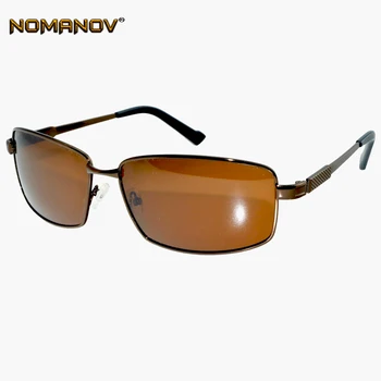 NOMANOV = Dreptunghiulară Maro Miopie Polarizat ochelari de Soare Personalizat Scurt, Vedere Minus baza de Prescriptie medicala Lentile -1 -6
