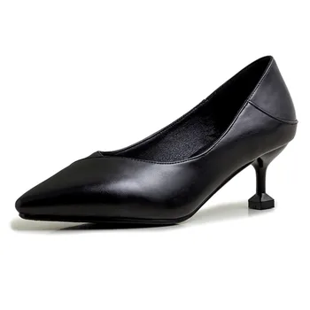 Noul bej Negru Pantofi Doamnelor Subliniat șeful Med Tocuri Lucru Casual Pantofi pentru Femei Pantofi pentru Femei Pantofi pentru petreceri de Nunta 2020