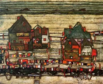 Peisaj de artă abstractă Case Cu Rufe Aka Seeburg II Egon Schiele Picturi de vânzare de Înaltă calitate, pictate manual