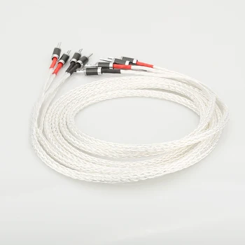 Pereche 8N singur Placat cu argint Răsucite Cablu Difuzor Difuzor Cablu Pentru amplificator HIFI speaker Audiofil